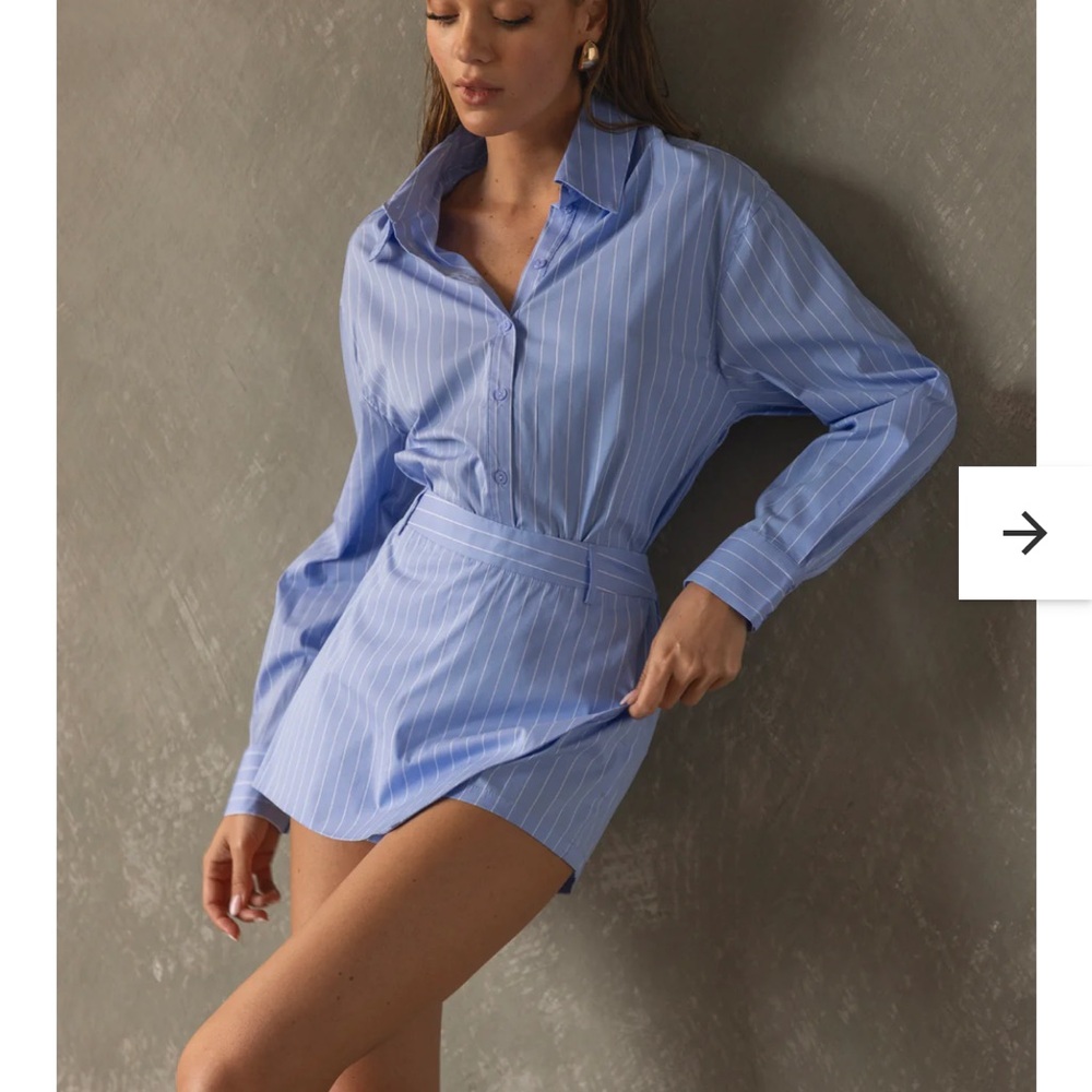 NWT Line & Dot Oxford Button Down & Mini Skort set - M